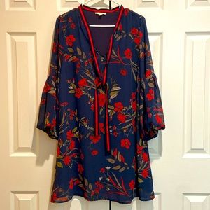 Women Large blue floral knee length dress